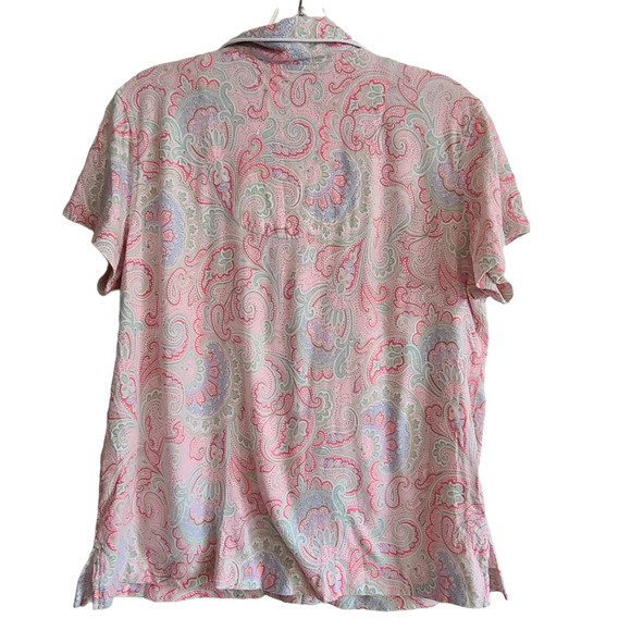 LRL  Pink Paisley Capri Length Cotton Blend Knit Pajama Set Women's Medium - Picture 6 of 15